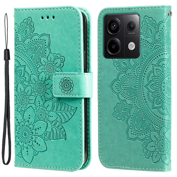 Cu clapetă pentru Xiaomi Redmi Note 13 Pro 5G, Mandala, verde