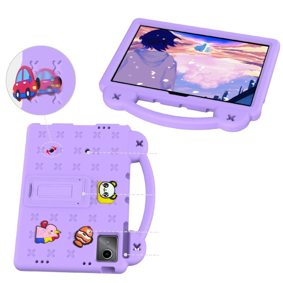 Husă pentru copii pentru Lenovo Tab M11, Cute Patterns, cu suport, violet