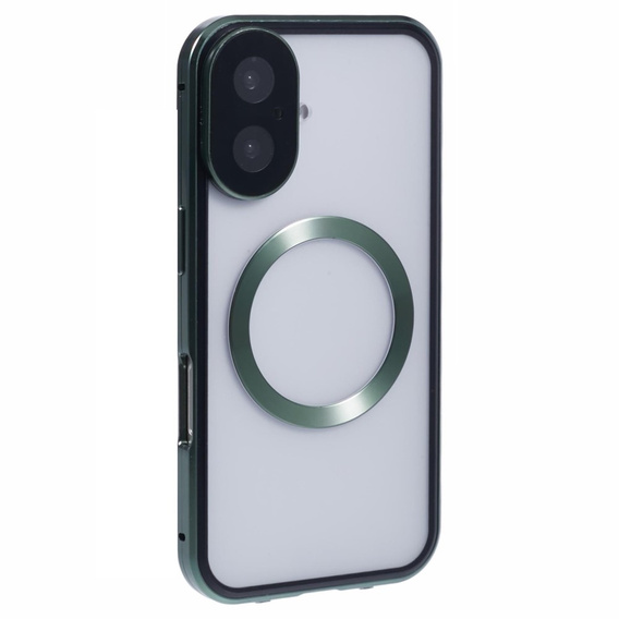 Carcasa Magnetic Dual Glass MagSafe pentru iPhone 16, verde