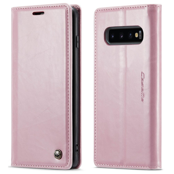 Carcasă flip CASEME pentru Samsung Galaxy S10+ Plus, Waxy Textured, roz