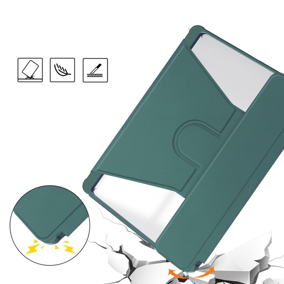 Husă pentru tastatură pentru Samsung Galaxy Tab S10 Lite / S10 FE / S9 FE, Rotary 360° Leather, verde închis