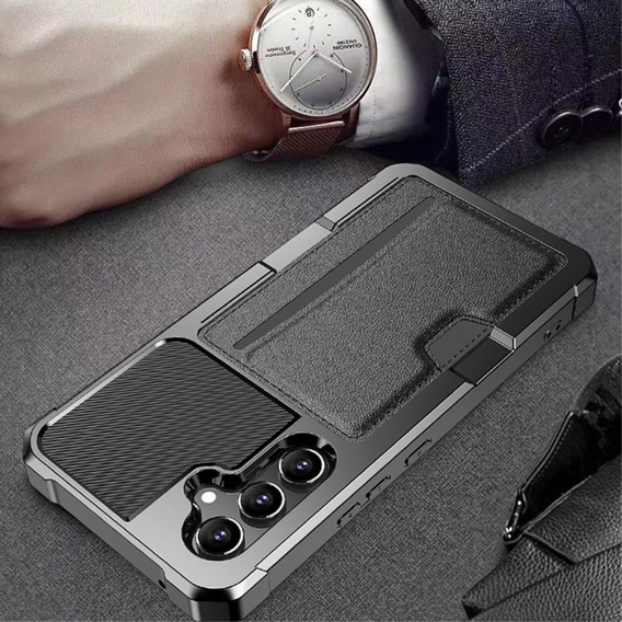 Husa pentru Samsung Galaxy A55 5G, Card Holder Kickstand, negru