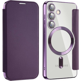 Cu clapetă pentru Samsung Galaxy S24+ Plus, RFID Wallet MagSafe CamShield, violet
