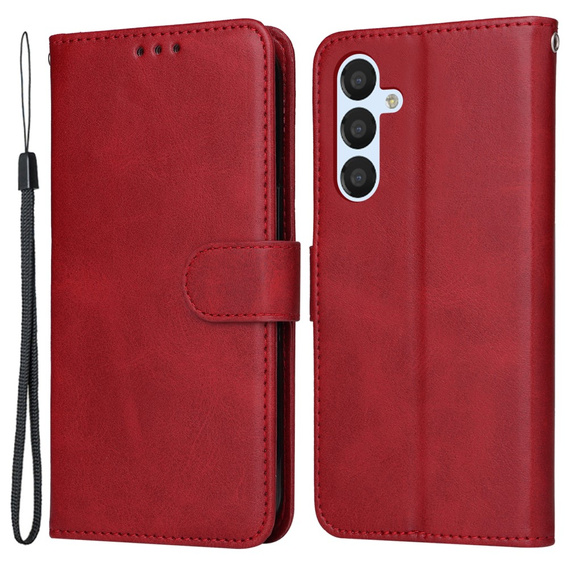 Cu clapetă pentru Samsung Galaxy A54 5G, Leather Wallet, roșu