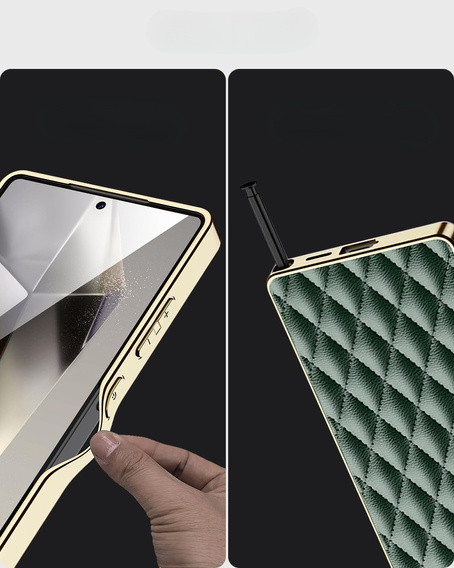 Husă pentru Samsung Galaxy S25 Ultra, Leather Rhombus, verde