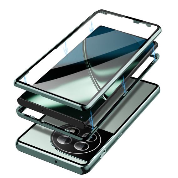 Husa pentru OnePlus 11 5G, Magnetic Dual Glass, verde