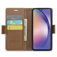 Husă pentru Samsung Galaxy A55, ERBORD Glossy Litchi, portofel cu clapetă, maro
