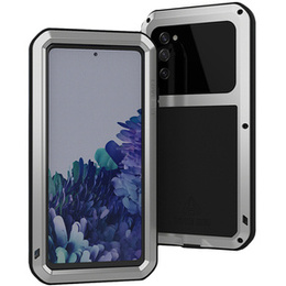 Love Mei Huse pentru Samsung Galaxy S20 FE 4G/5G, armored with glass, de argint