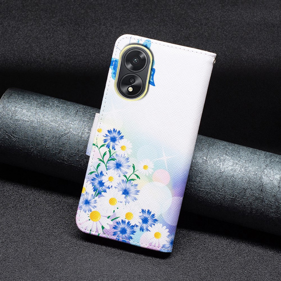 Cu clapetă pentru Oppo A38 4G / Oppo A18 4G, Wallet, Butterfly & Flowers alb