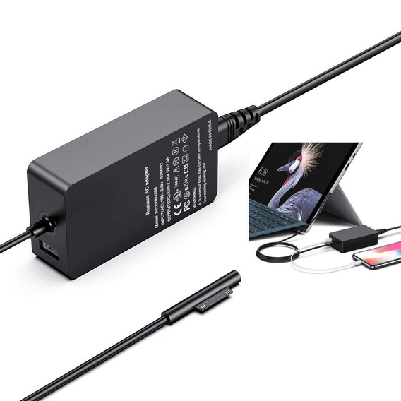 Încărcător adaptor de alimentare 44W 15V 2.58A cu port de încărcare USB pentru Microsoft Surface Pro 9/8/7/6/5/4/3 - EU Plug