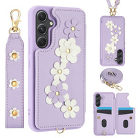 Husa pentru Samsung Galaxy S23 FE, Leather Flower Card Slot, violet