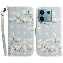 Cu clapetă pentru Xiaomi Redmi Note 13 Pro 5G, Wallet, Magnolia Flowers gri