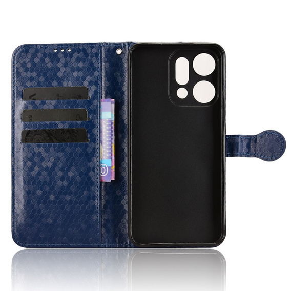 Husă cu clapetă pentru Oppo Reno 14, Wallet Rhombus, albastru