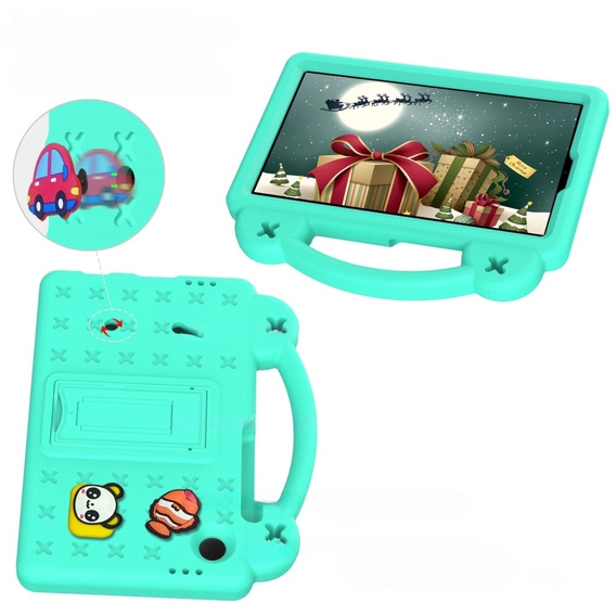 Husă pentru copii pentru Samsung Galaxy Tab A11 / A9, Cute Patterns, cu suport, verde