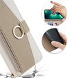 Carcasă flip pentru iPhone 13, Wallet Zipper Pocket, cu oglindă, alb