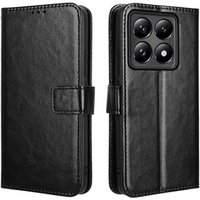 Cu clapetă pentru Xiaomi 14T, Crazy Horse Wallet, negru