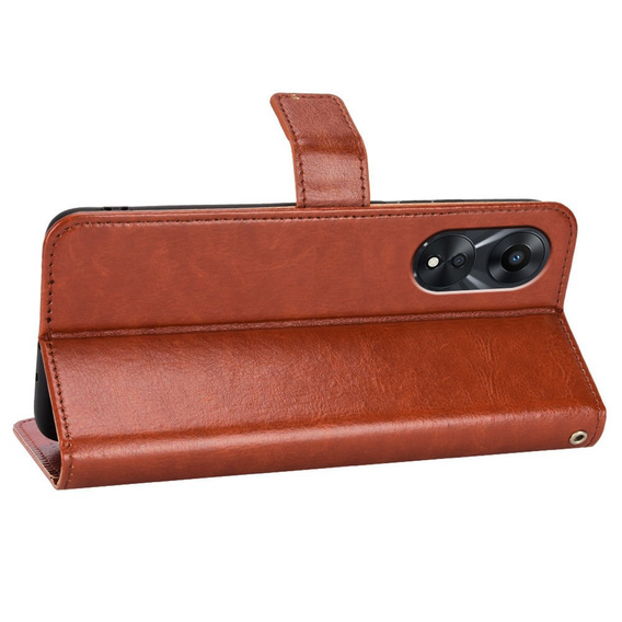 Cu clapetă pentru Oppo A78 5G, Crazy Horse Wallet, maro