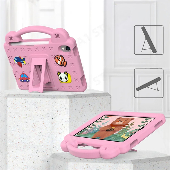 Husă pentru copii pentru iPad mini 8.3" 2021 (6 gen.) / iPad mini 8.3" 2024 (7 gen.), Cute Patterns, cu suport, roz