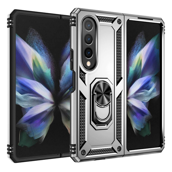 Husă blindată pentru Samsung Galaxy Z Fold 4 5G, Nox Case Ring, de argint