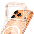 Husă pentru iPhone 17 Pro, pentru MagSafe, glitter, auriu transparent
