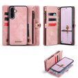 Husă CASEME pentru Samsung Galaxy A56 5G, Retro Leather Wallet, cu curea de umăr, roz