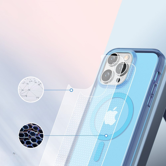 Carcasă pentru iPhone 16 Pro Max, Shockproof Hybrid, cu folie pentru ecran, pentru MagSafe, albastru