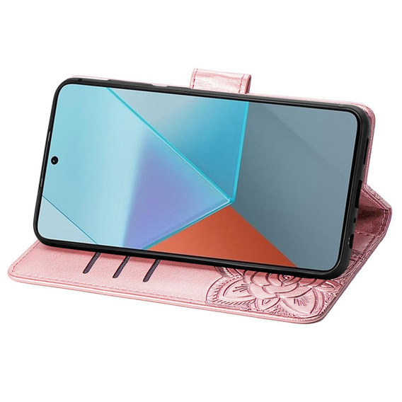 Cu clapetă pentru Xiaomi Redmi Note 13 Pro 5G, Butterfly, roz rose gold