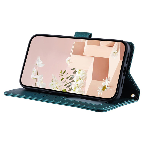 Husă cu clapetă pentru Samsung Galaxy A55 5G, Rhombus Crossbody Leather, verde închis