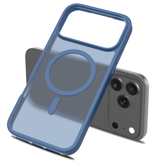 Husă Matt pentru iPhone 17 Pro Max, pentru MagSafe, albastru translucid
