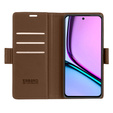 Husă pentru Realme C67 4G, ERBORD Glossy Litchi, portofel cu clapetă, maro