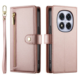 Cu clapetă pentru Xiaomi Redmi Note 14 Pro 5G / Poco X7 5G, Wallet Zipper Pocket, roz