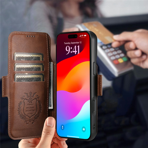 Husă flip 2 în 1 pentru iPhone 17 Pro Max, SUTENI, pentru MagSafe, maro