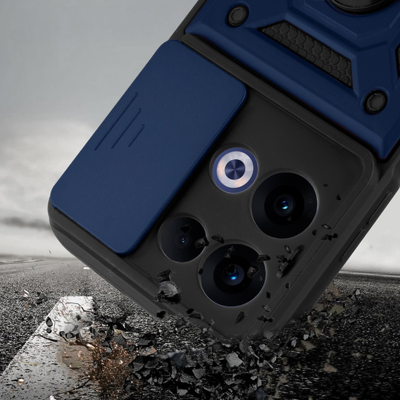 Husă blindată pentru Oppo Reno 13, CamShield Slide, albastru