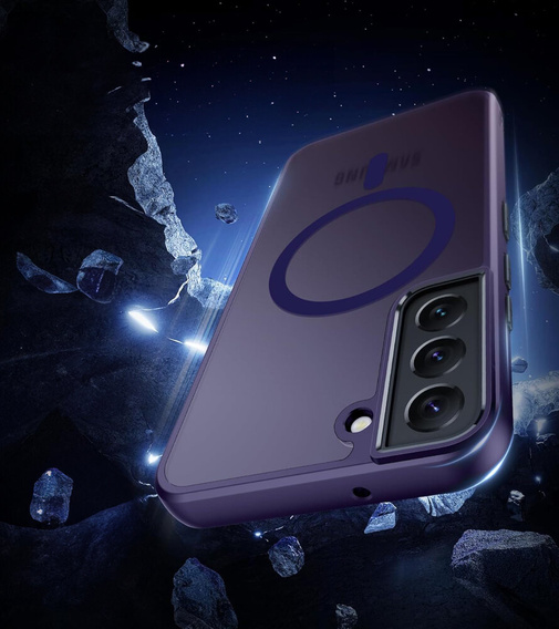 Husă pentru Samsung Galaxy S21, pentru MagSafe, ERBORD Matt Case, violet închis + sticlă pentru ecran