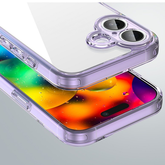Husă pentru iPhone 17, cu capac pentru cameră, transparentă cu laturi mov