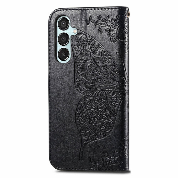 Cu clapetă pentru Samsung Galaxy M15 5G, Butterfly, negru