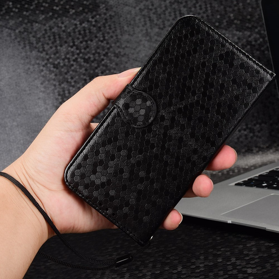 Husa cu clapetă pentru Xiaomi Redmi Note 14 4G, Wallet Rhombus, negru