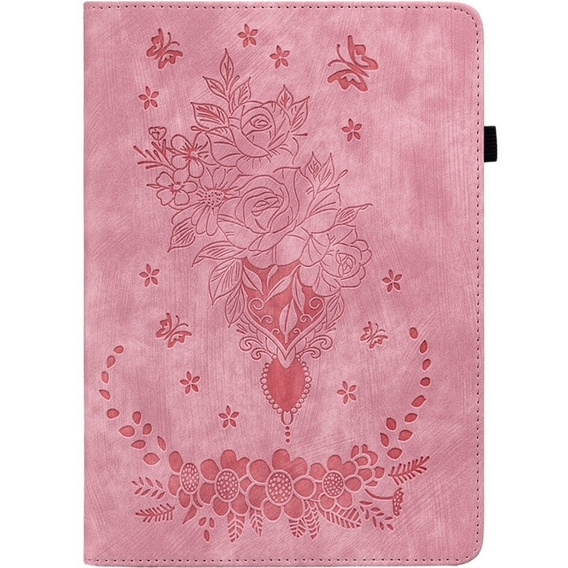 Husă cu clapetă pentru Lenovo Tab P12, flower, roz deschis
