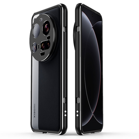 Husa pentru Xiaomi 15 Ultra, Armor Bumper, cu capac pentru obiectiv, negru / argintiu