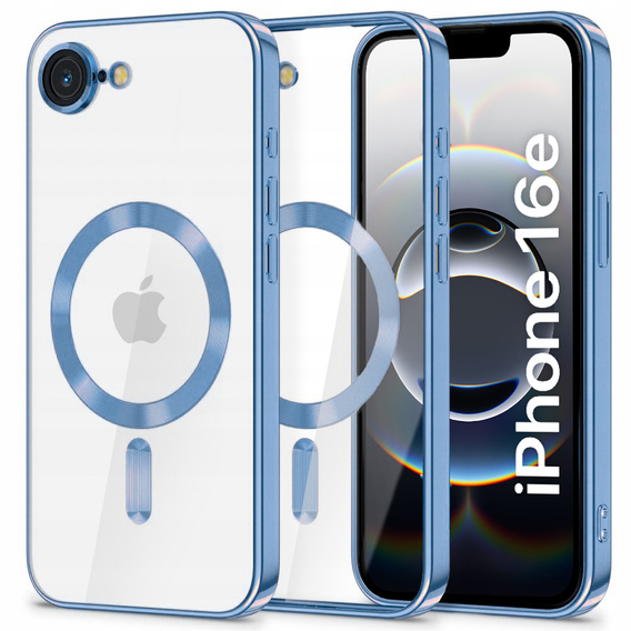 Husă pentru iPhone 16E, Electro MagSafe, albastru + Sticlă pentru ecran
