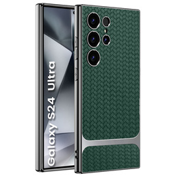 Huse pentru Samsung Galaxy S24 Ultra, GKK Woven Leather, verde