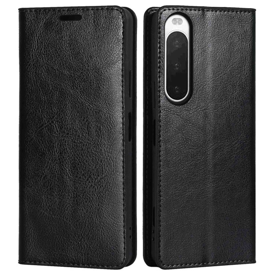 Cu clapetă pentru Sony Xperia 10 IV, Split Leather Wallet, negru