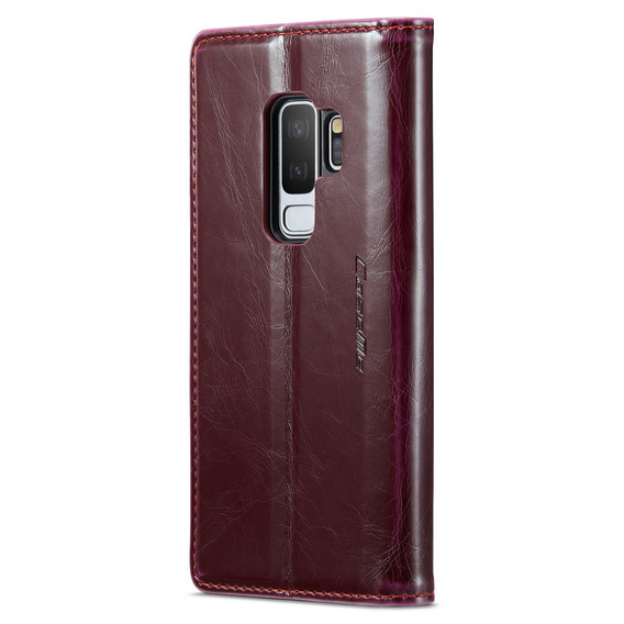 Carcasă flip CASEME pentru Samsung Galaxy S9+ Plus, Waxy Textured, roșu