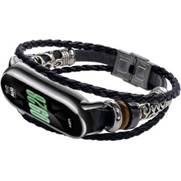 Curea din piele pentru Xiaomi Smart Band 10 / 9 / 8, negru