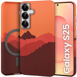 Carcasa pentru Samsung Galaxy S25, Carbon Fiber MagSafe, portocaliu