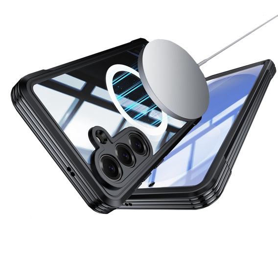 Husă rezistentă la șocuri cu sticlă, pentru MagSafe pentru Samsung Galaxy S26, negru