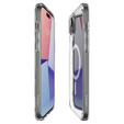 Carcasă MagSafe Spigen pentru iPhone 15, Ultra Hybrid, transparent / alb + 9H Tempered Glass