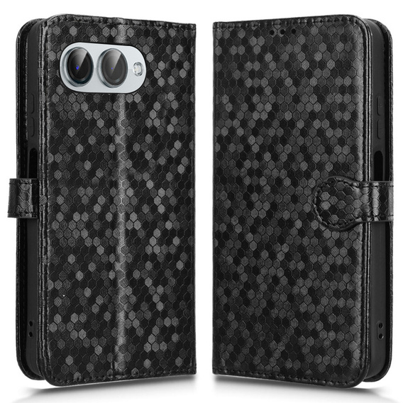 Husa cu clapetă pentru T Phone 3 5G, Wallet Rhombus, negru