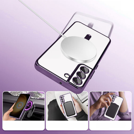 Husă pentru Samsung Galaxy S21 FE, Electro MagSafe, violet + Sticlă pentru ecran
