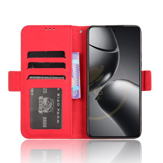 Cu clapetă pentru Xiaomi 14T, Card Slot, roșu